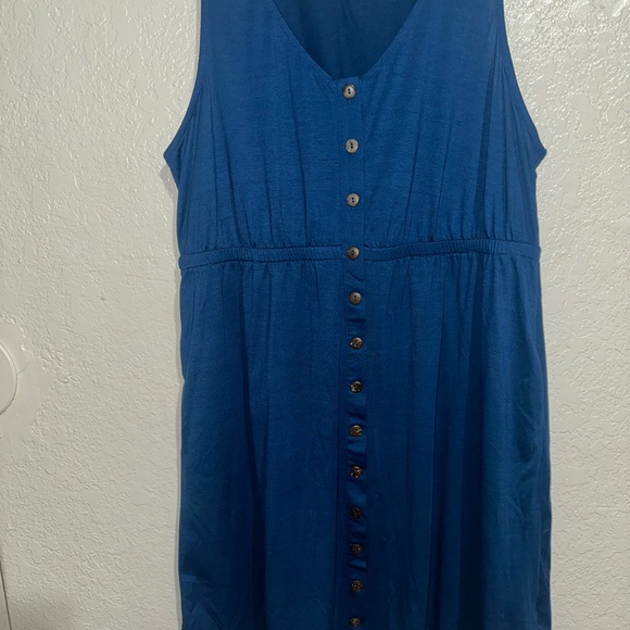 Blue Sleeveless Button-Down Dress - Picture 2 of 5